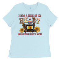 Baby Blue i sew a piece of my heart into every quilt i make Ladies Tee - AdoDesignShop