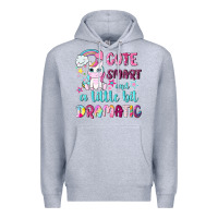 Heather Grey cute smart and a little bit dramatic with unicorn Premium Hoodie - NancyCooperArtShop