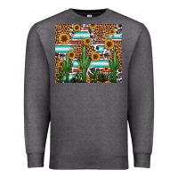 Charcoal Heather western cactus and sunflowers Premium Sweatshirt - Jasminsmagicworld