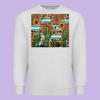 Western Cactus And Sunflowers Premium Sweatshirt Designed By Jasminsmagicworld