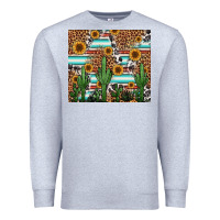 Heather Grey western cactus and sunflowers Premium Sweatshirt - Jasminsmagicworld