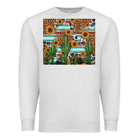Oatmeal Heather western cactus and sunflowers Premium Sweatshirt - Jasminsmagicworld