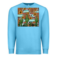 Ocean Blue western cactus and sunflowers Premium Sweatshirt - Jasminsmagicworld