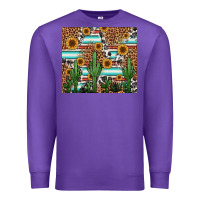 Purple western cactus and sunflowers Premium Sweatshirt - Jasminsmagicworld