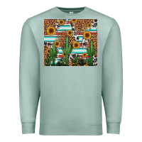 Seafoam western cactus and sunflowers Premium Sweatshirt - Jasminsmagicworld