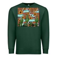 Sports Green western cactus and sunflowers Premium Sweatshirt - Jasminsmagicworld