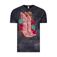 Cloud Black floral cowgirl boots Vintage Tee - texasbilliewilder