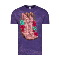 Cloud Purple floral cowgirl boots Vintage Tee - texasbilliewilder