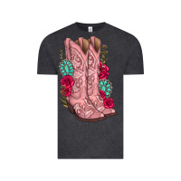 Vintage Black floral cowgirl boots Vintage Tee - texasbilliewilder