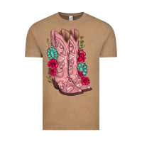 Vintage Coffee floral cowgirl boots Vintage Tee - texasbilliewilder