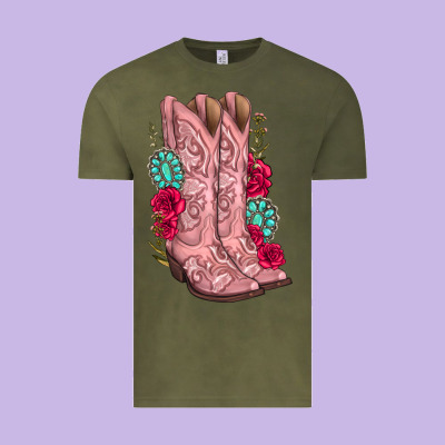 Floral Cowgirl Boots Vintage Tee Designed By Texasbilliewilder