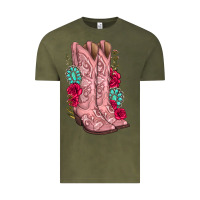 Vintage Olive floral cowgirl boots Vintage Tee - texasbilliewilder