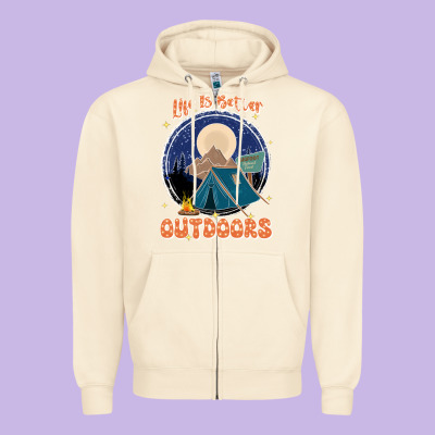 Life Is Better Outdoors Zipper Hoodie Designed By Jahusdesignshop