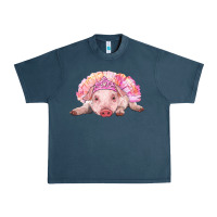 Midnight Navy Balerina Baby Pig With Tutu Urban Heavy Tee - RanaPortraitStore