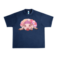 Navy Balerina Baby Pig With Tutu Urban Heavy Tee - RanaPortraitStore