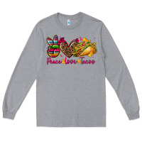 Heather Grey peace love tacos Long Sleeve Tee - CTS Tumbler Store
