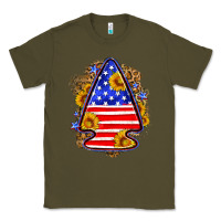 Army Green American flag arrowhead Classic Tee - Neo Western
