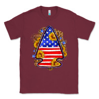 Burgundy American flag arrowhead Classic Tee - Neo Western