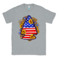 Heather Grey American flag arrowhead Classic Tee - Neo Western