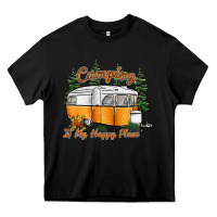 Black camping is my happy place Heavy Core Tee - SublimationCraftShop
