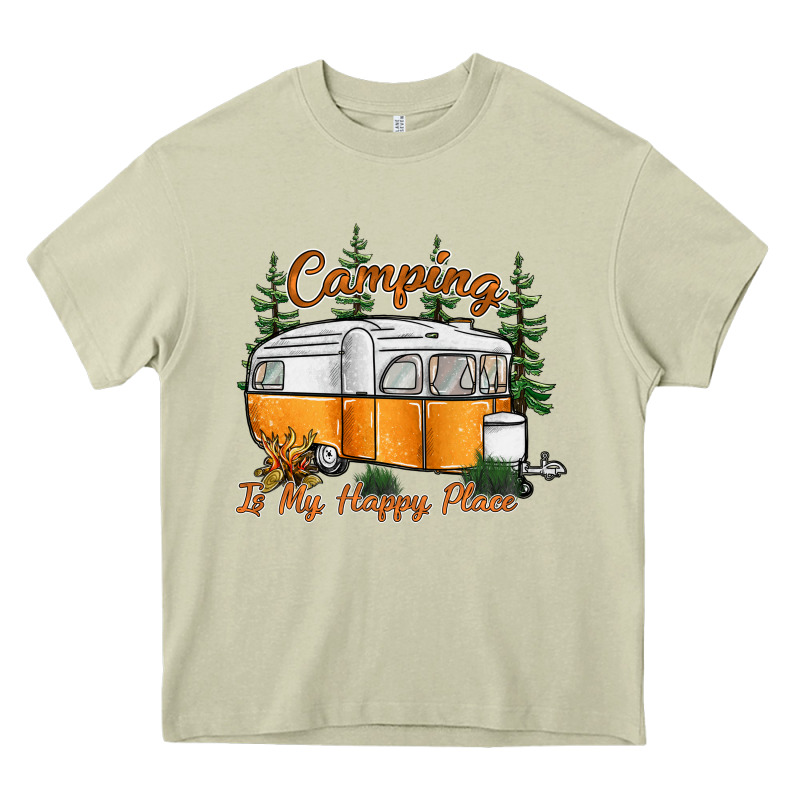 Camping Is My Happy Place Heavy Core Tee by SublimationCraftShop | Teevron