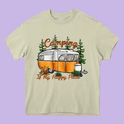 Camping Is My Happy Place Heavy Core Tee Designed By Sublimationcraftshop