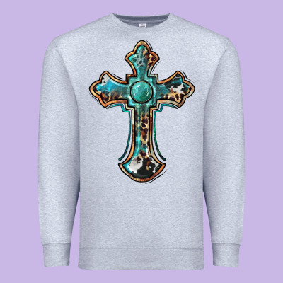 Western Cross Premium Sweatshirt Designed By Barkaloodesign
