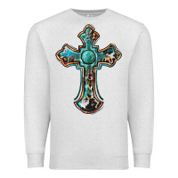Oatmeal Heather western cross Premium Sweatshirt - BarkalooDesign