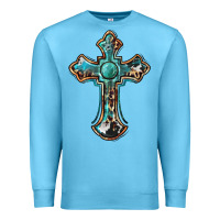 Ocean Blue western cross Premium Sweatshirt - BarkalooDesign