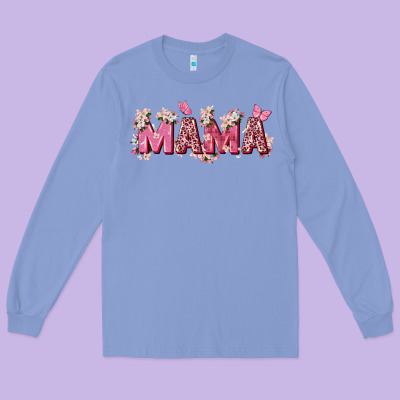 Pink Flowers Mama Long Sleeve Tee Designed By Zillion Design Studio
