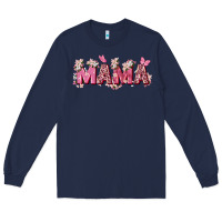 Navy pink flowers mama Long Sleeve Tee - Zillion Design Studio