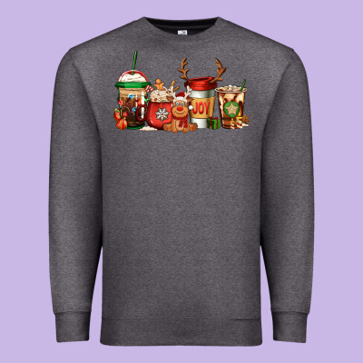 Reindeer Christmas Coffee Cups Premium Sweatshirt Designed By Jasminsmagicworld