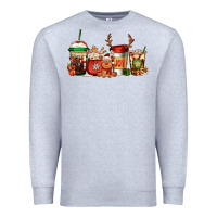 Heather Grey Reindeer Christmas Coffee Cups Premium Sweatshirt - Jasminsmagicworld