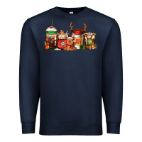Navy Reindeer Christmas Coffee Cups Premium Sweatshirt - Jasminsmagicworld