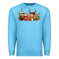 Ocean Blue Reindeer Christmas Coffee Cups Premium Sweatshirt - Jasminsmagicworld