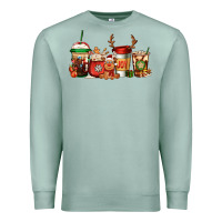 Seafoam Reindeer Christmas Coffee Cups Premium Sweatshirt - Jasminsmagicworld