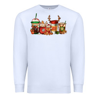 White Reindeer Christmas Coffee Cups Premium Sweatshirt - Jasminsmagicworld