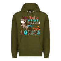 Army Green just a girl who loves horses Premium Hoodie - NancyCooperArtShop