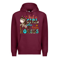 Burgundy just a girl who loves horses Premium Hoodie - NancyCooperArtShop