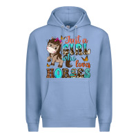 Colony Blue just a girl who loves horses Premium Hoodie - NancyCooperArtShop