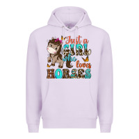 Lilac just a girl who loves horses Premium Hoodie - NancyCooperArtShop