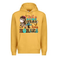 Mustard just a girl who loves horses Premium Hoodie - NancyCooperArtShop