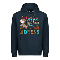 Navy just a girl who loves horses Premium Hoodie - NancyCooperArtShop