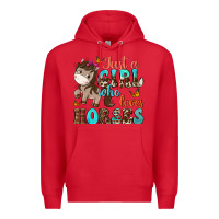 Red just a girl who loves horses Premium Hoodie - NancyCooperArtShop