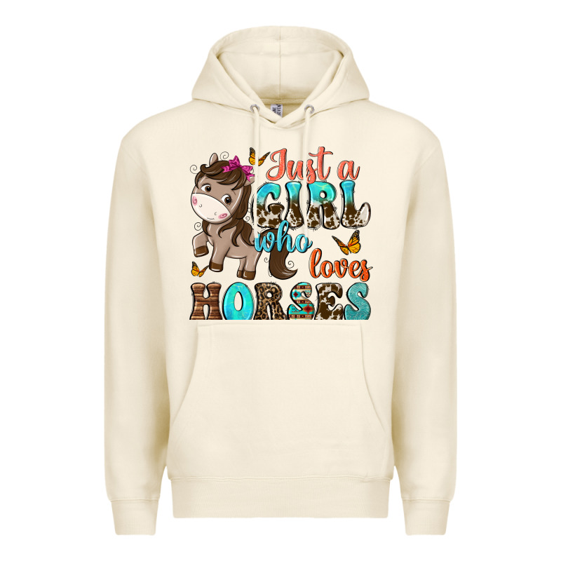 Just A Girl Who Loves Horses Premium Hoodie by NancyCooperArtShop | Teevron