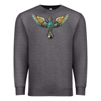Charcoal Heather western cross wings Premium Sweatshirt - BarkalooDesign