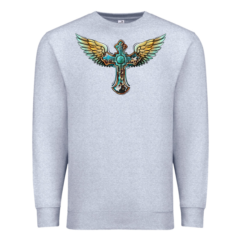 Western Cross Wings Premium Sweatshirt by BarkalooDesign | Teevron