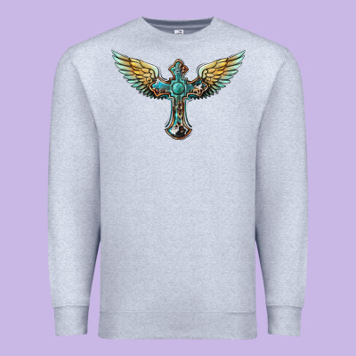 Western Cross Wings Premium Sweatshirt Designed By Barkaloodesign