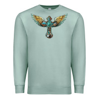 Seafoam western cross wings Premium Sweatshirt - BarkalooDesign