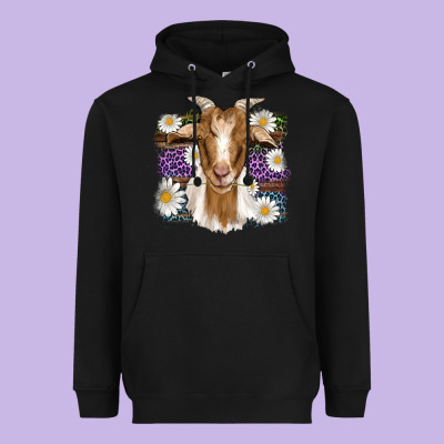Easter Goat Daisys Leopard Wooden Heavyweight Hoodie Designed By Artiststas